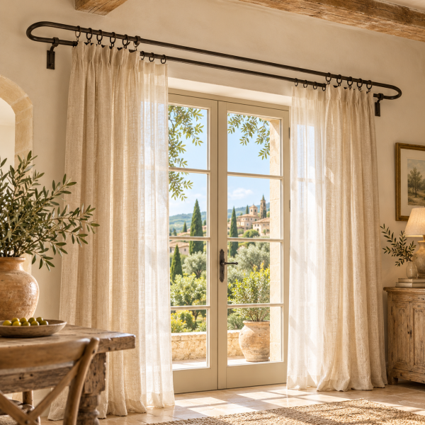 Double tringle à rideaux Provençale en fer forgé sur mesure